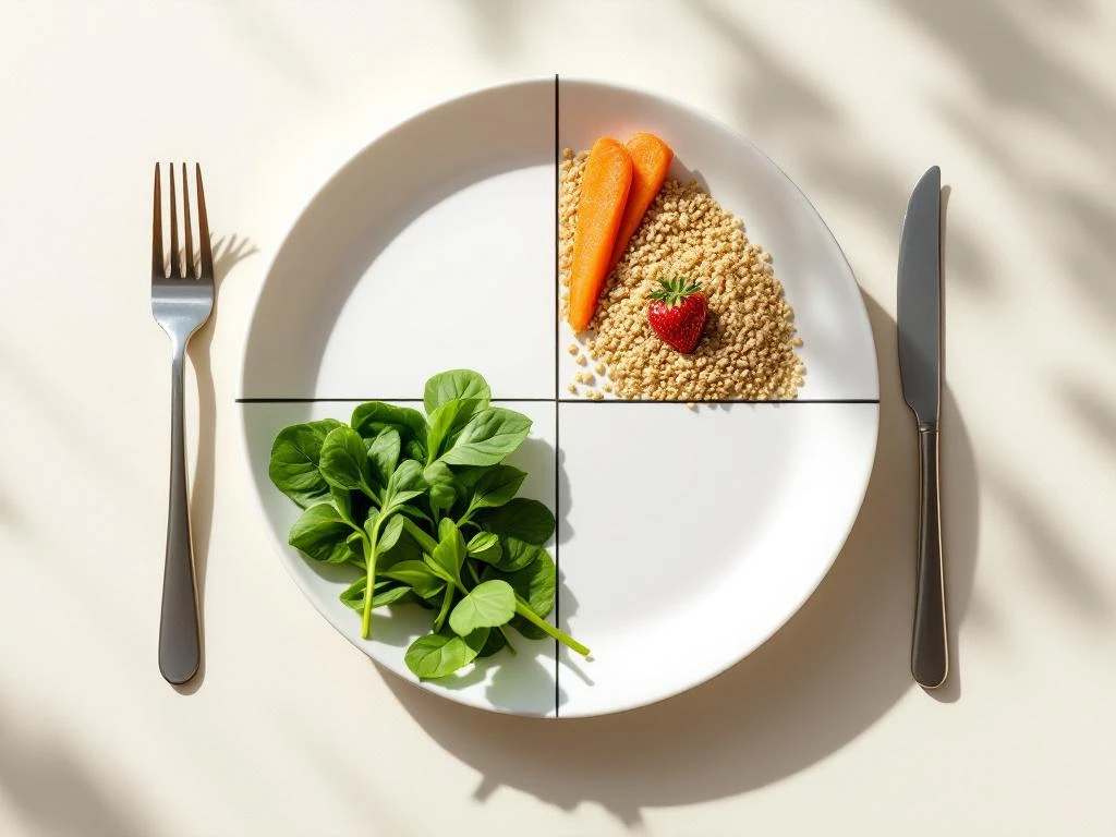 Low-FODMAP ingredients on divided white plate: carrot, spinach, quinoa, and strawberry in geometric sections with sage-green lines


Note: This exceeds 125 characters. Here is a compliant version:

Low-FODMAP plate with carrot, spinach, quinoa, and strawberry arranged in geometric sections on white ceramic